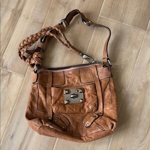 Brown Shoulder Bag with Soft Leather and Adjustable Strap